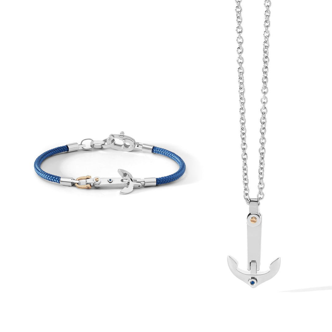 Comete Deep Sea armbånd og halskæde i stål og blå krystal KIT618841