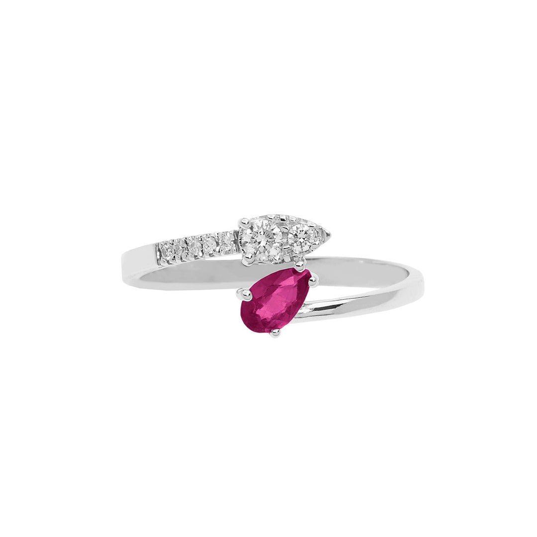 Comete guldring med diamanter og Ruby Drop ANB2630