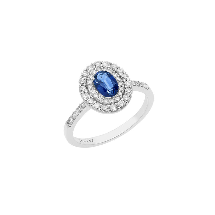 Comete-Ring aus Gold, Diamanten und ovalem blauem Saphir ANB2419