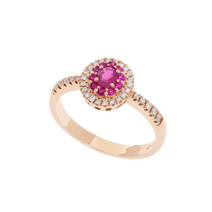 Comete Ring i pink guld med diamanter og rubiner ANB 2580