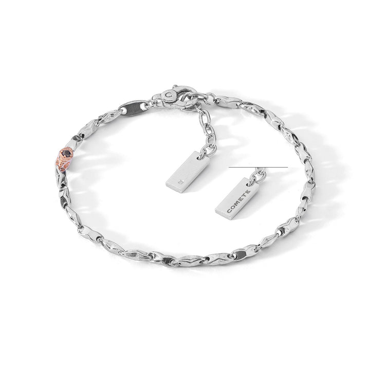 Comete armbånd i poleret og rosé sølv, diamant og sorte spineller UBR1258