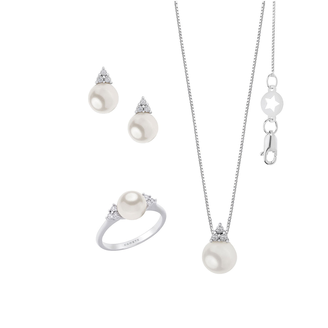Comete Ring, halskæde og øreringe Perle i 750 ‰ guld og diamanter KIT632414768