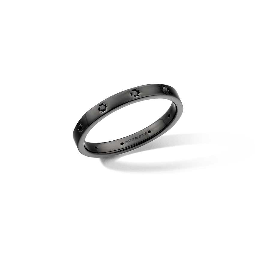 Comete Ring i 925‰ ruthenium sølv, sorte zirkoner UAN131M9