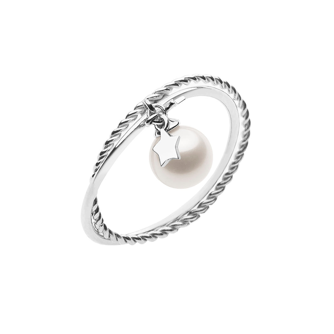 Comete Pearl and Star Ring i hvidguld ANP367