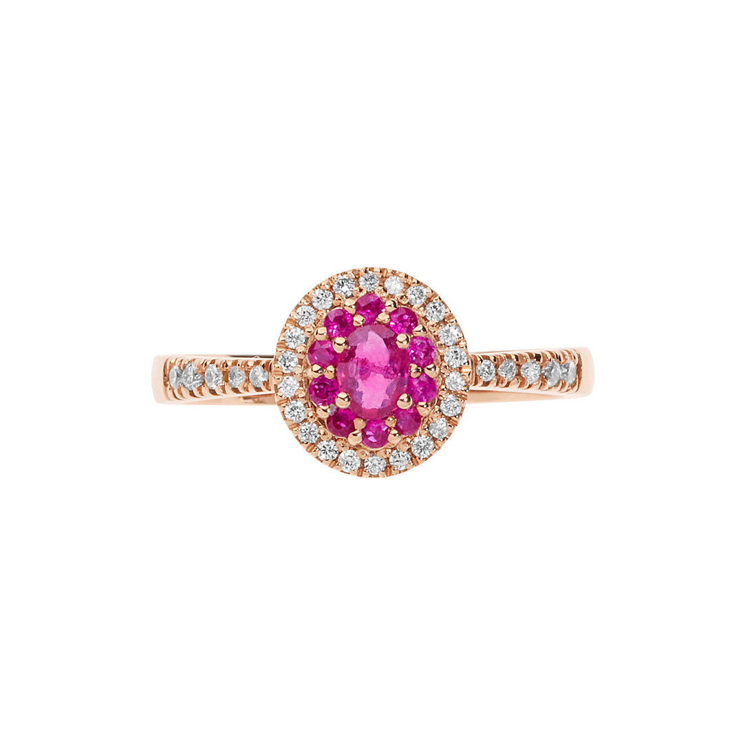 Comete Ring i pink guld med diamanter og rubiner ANB 2580