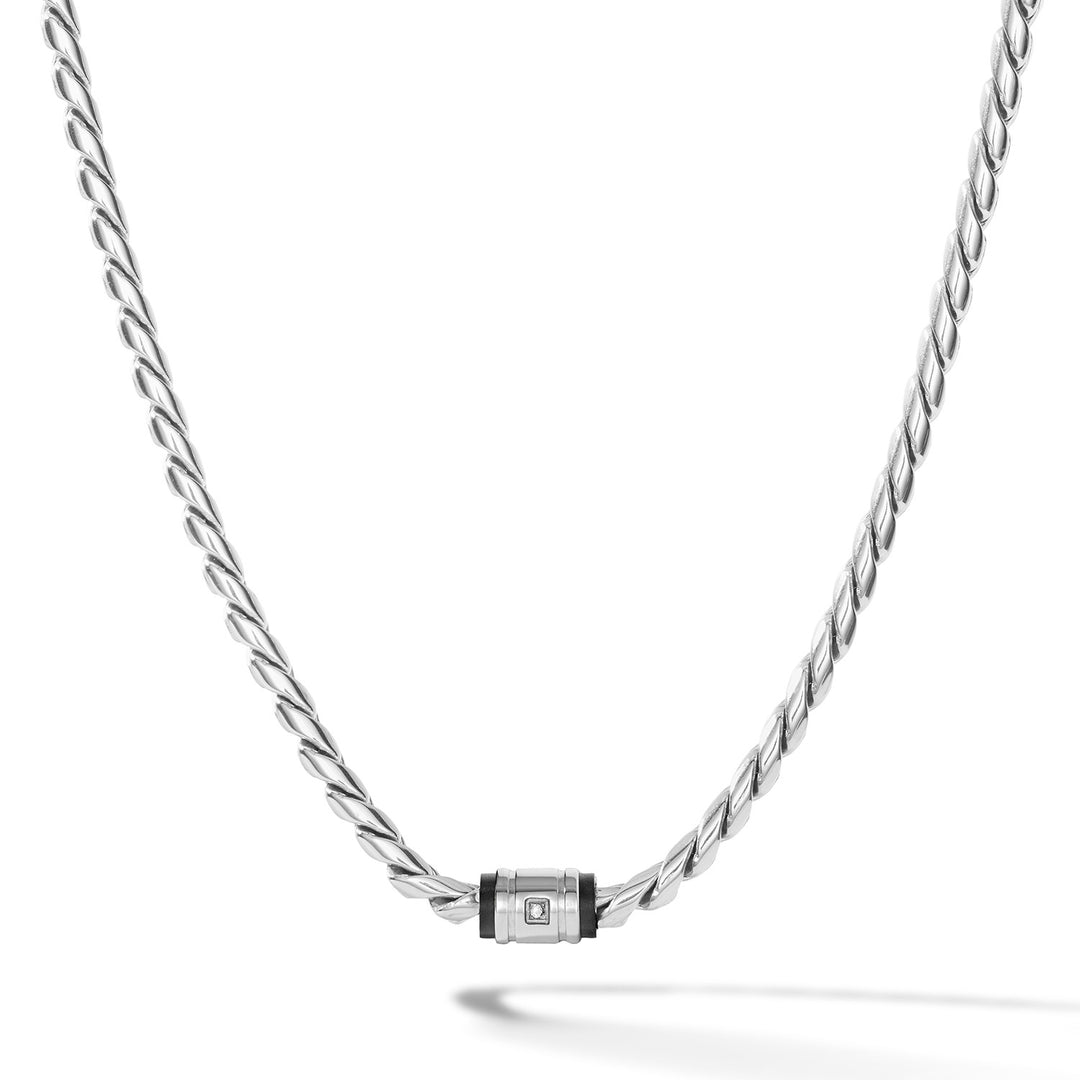 Comete Steel necklace, black pvd, white diamond UGL774