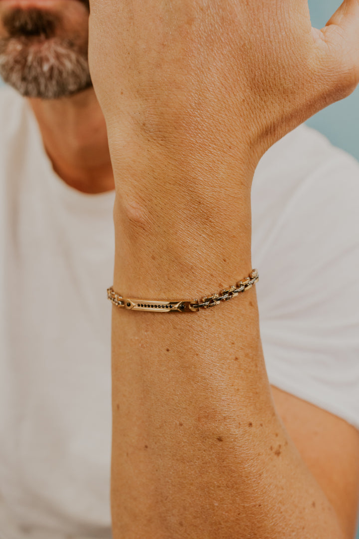 Comete Armbånd Sort stål, pink PVD og sorte zirkoner UBR1189