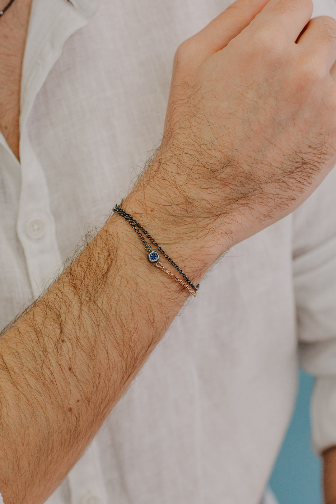 Comete armbånd i dobbelt, rosé og bruneret sølv UBR1046