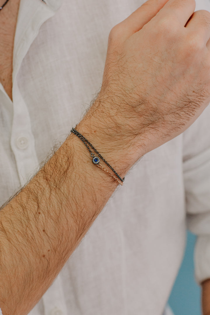 Comete armbånd i dobbelt, rosé og bruneret sølv UBR1046