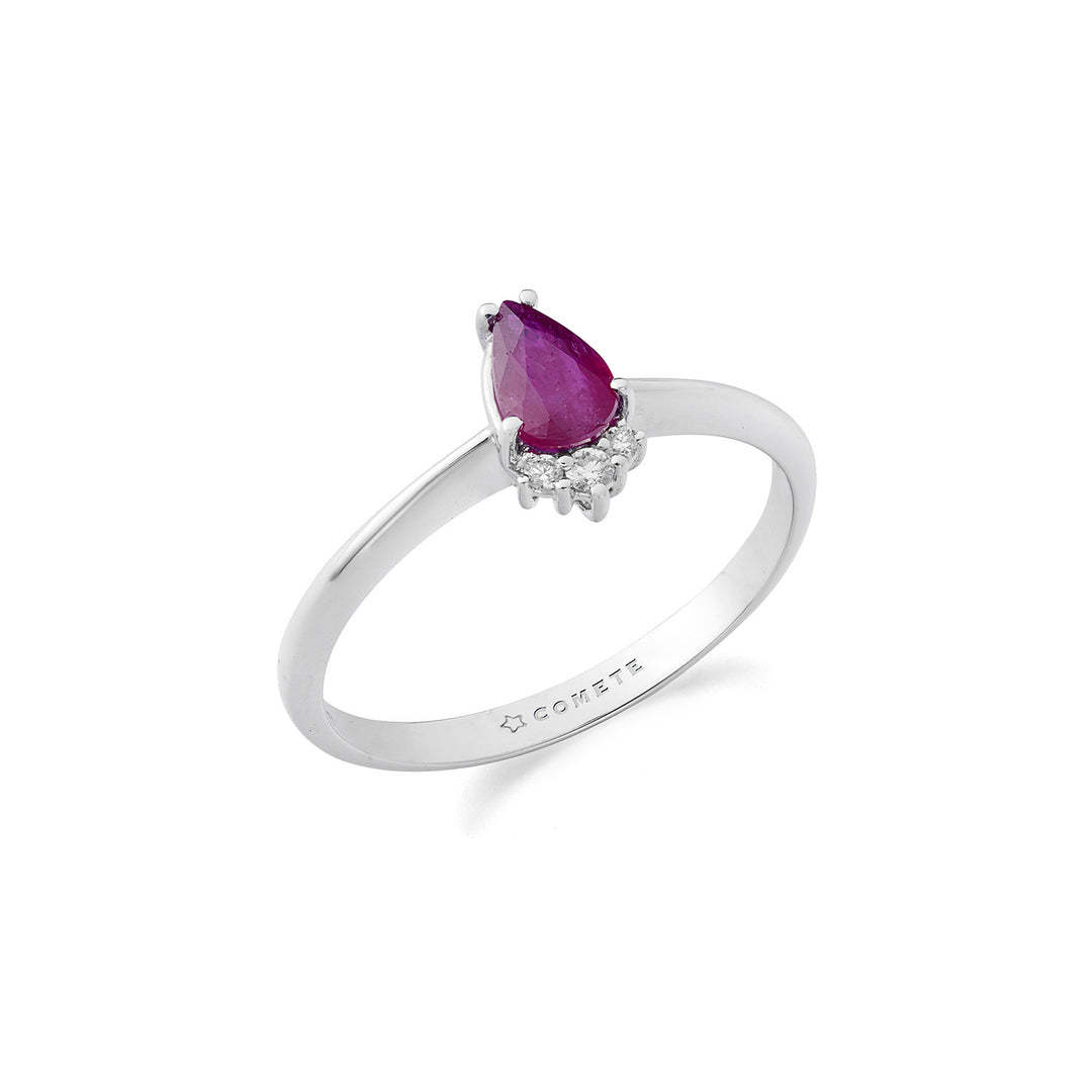 Comete Ring 750‰ guld, diamanter og rubin drop ANB2741