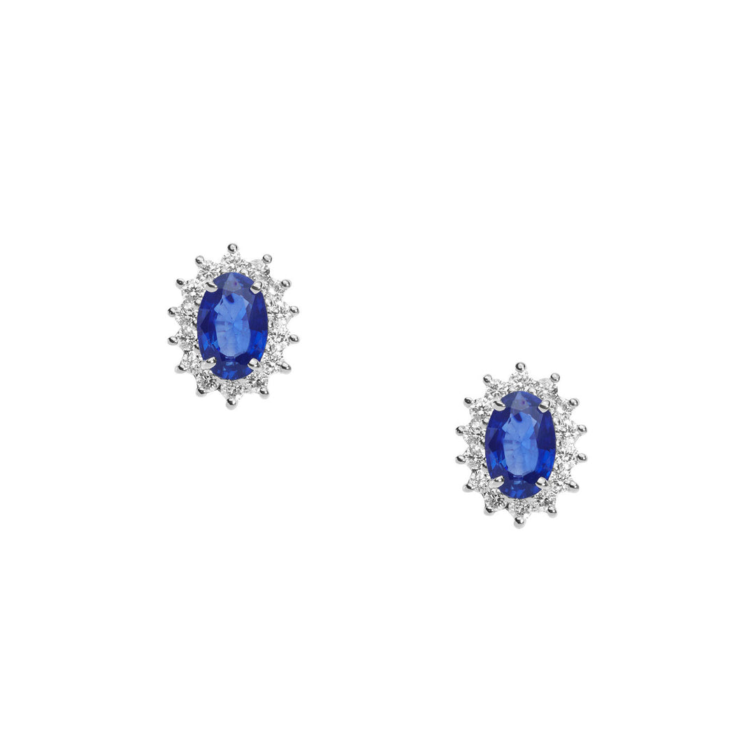 Comete guldøreringe med diamanter og ovale blå safirer ORB1022