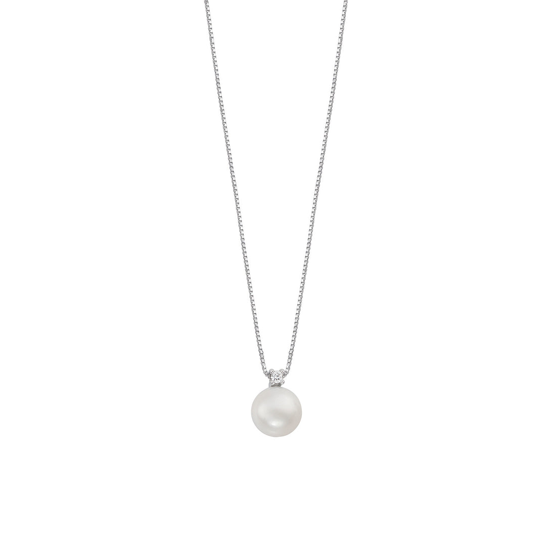 Comete-Halskette mit Perle aus Gold und Diamant mit Federkette GLP628