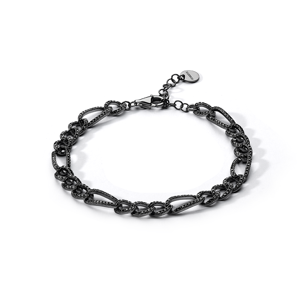 Comete armband i 925‰ ruteniumsilver, svarta zirkoner UBR1289