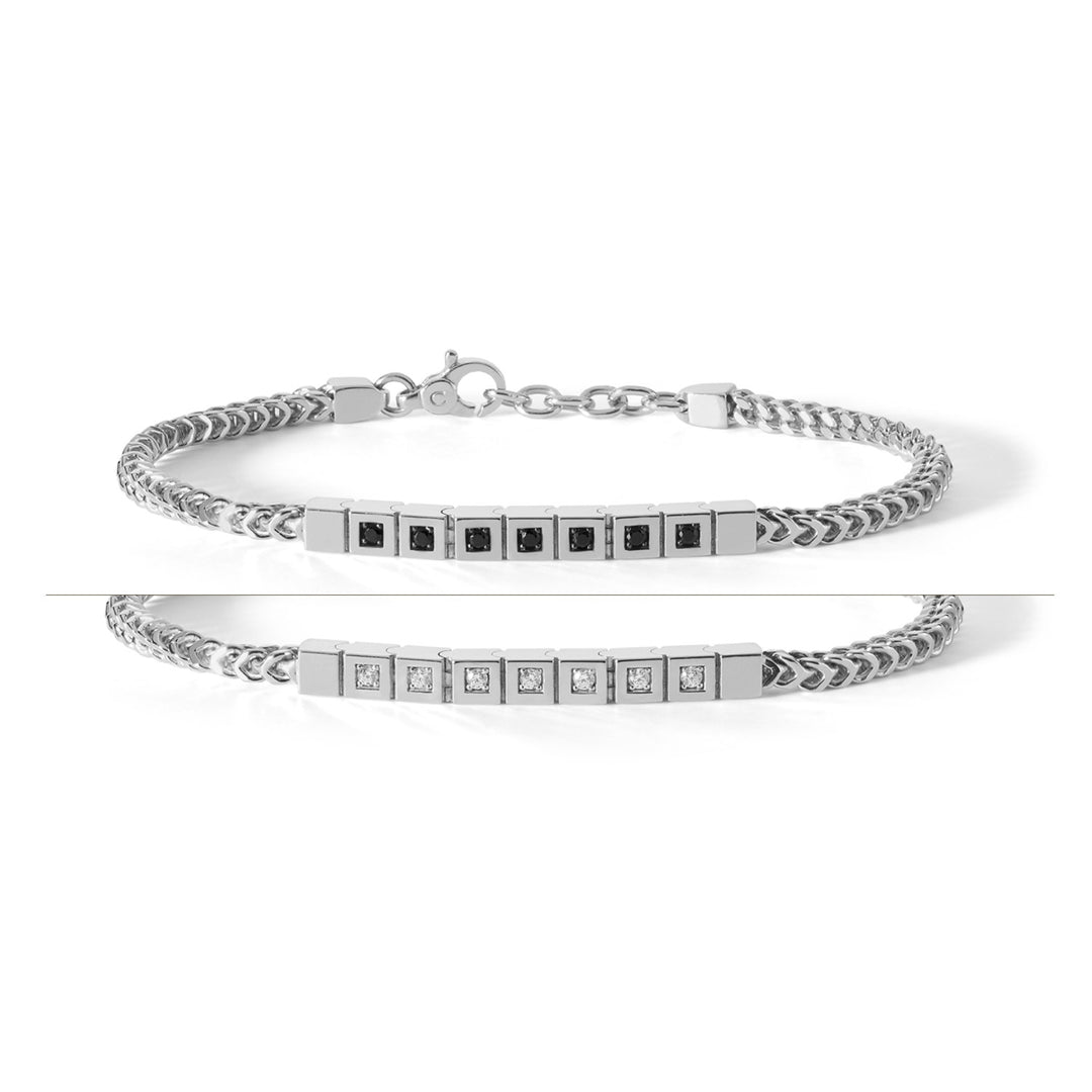 Comete tennisarmbånd i sølv og hvide og sorte zirkoner UBR895