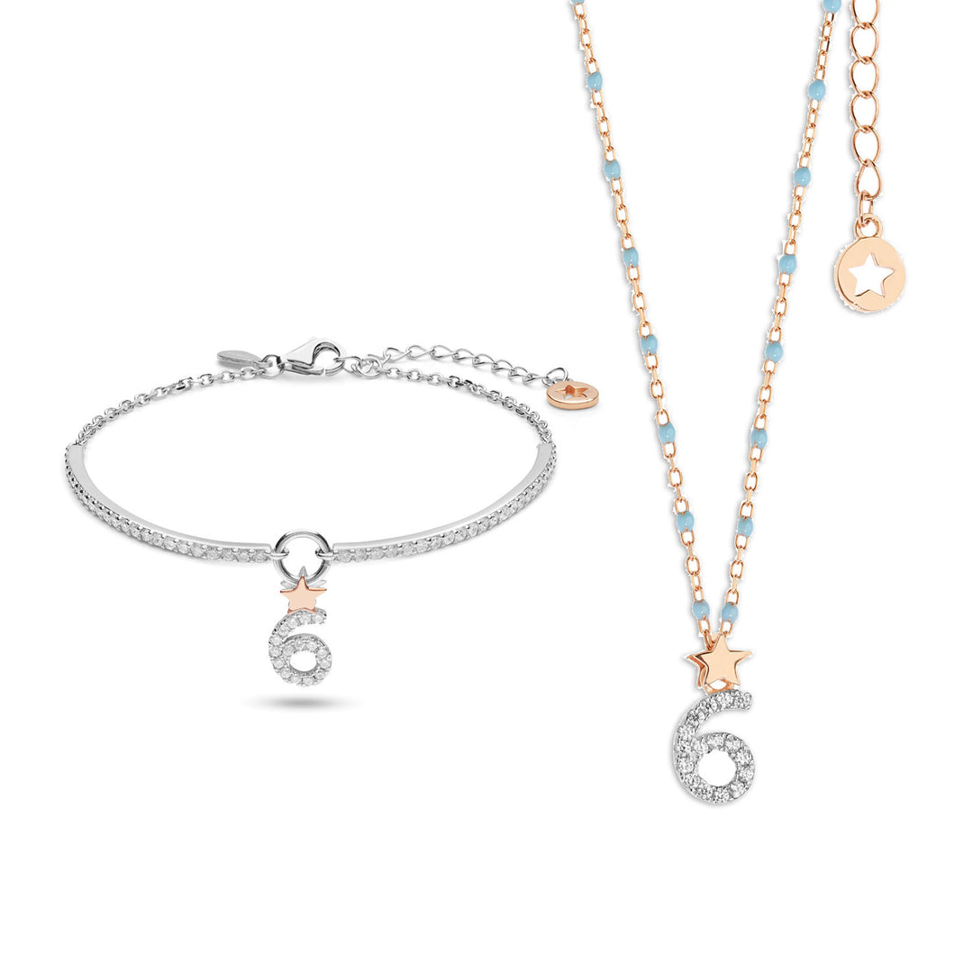 Comete Halskette und Armband in Silber Nummer 6 KIT204208