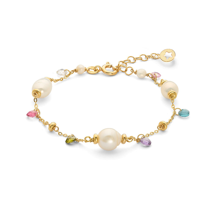 Comete 925‰ Silberarmband mit mehrfarbigen Kristallen und Acquadolce-Perlen BRA275