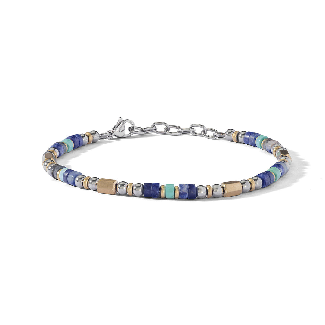 Comete armbånd i stål, gul PVD, turkis og sodalit UBR1272