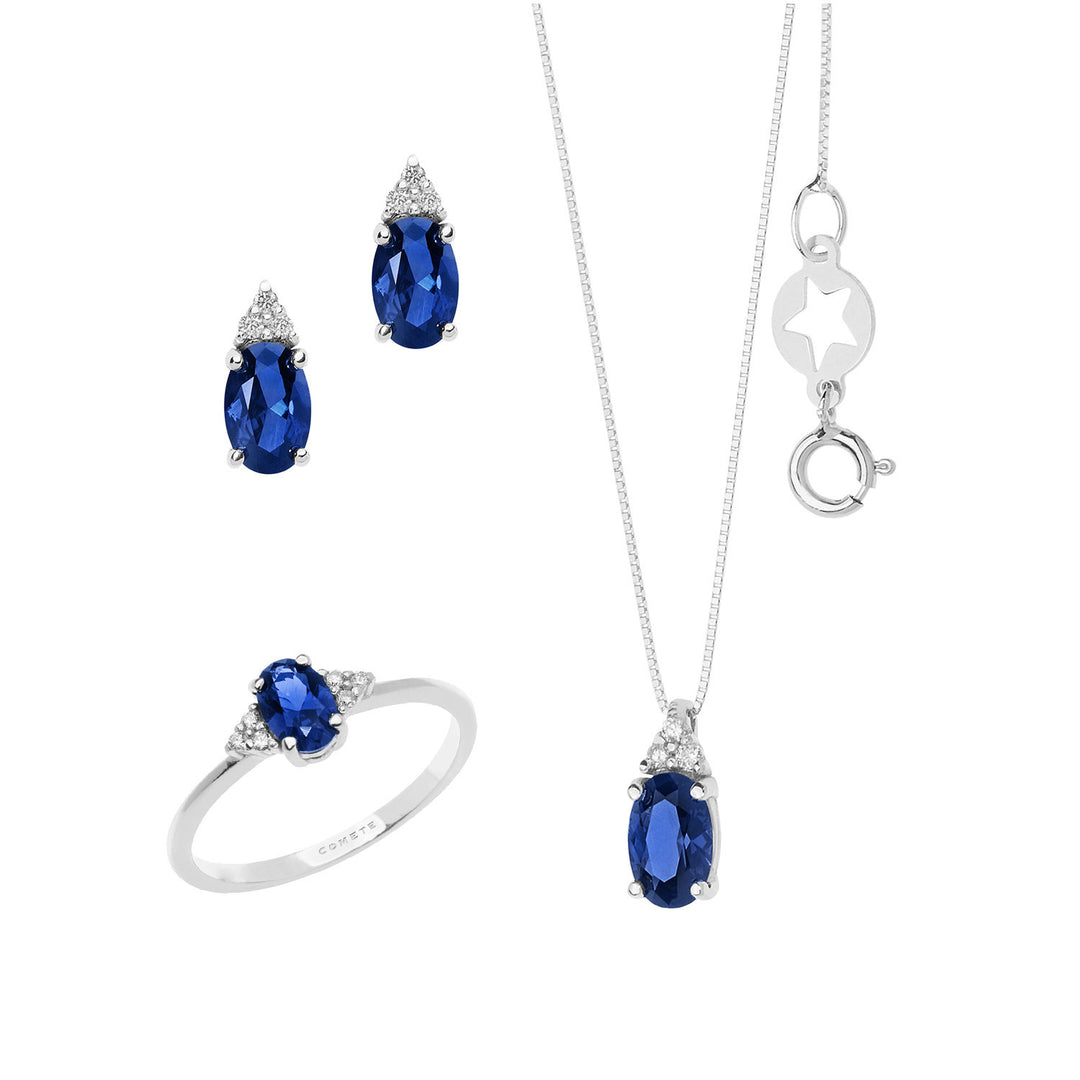 Comete halskæde, ring og øreringe i oval safir, guld og diamanter KIT161526521069