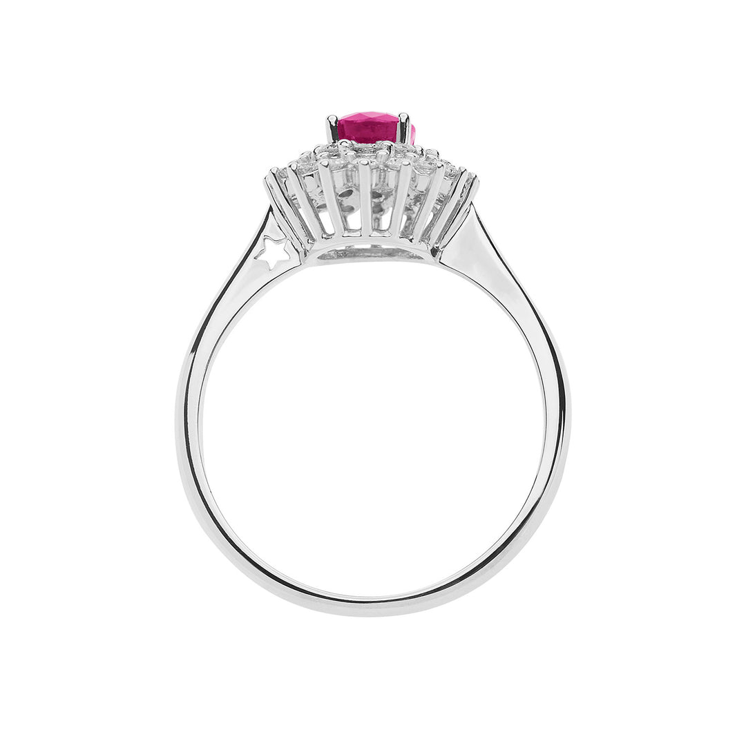 Comete Ring i guld, diamanter og oval rubin ANB2622
