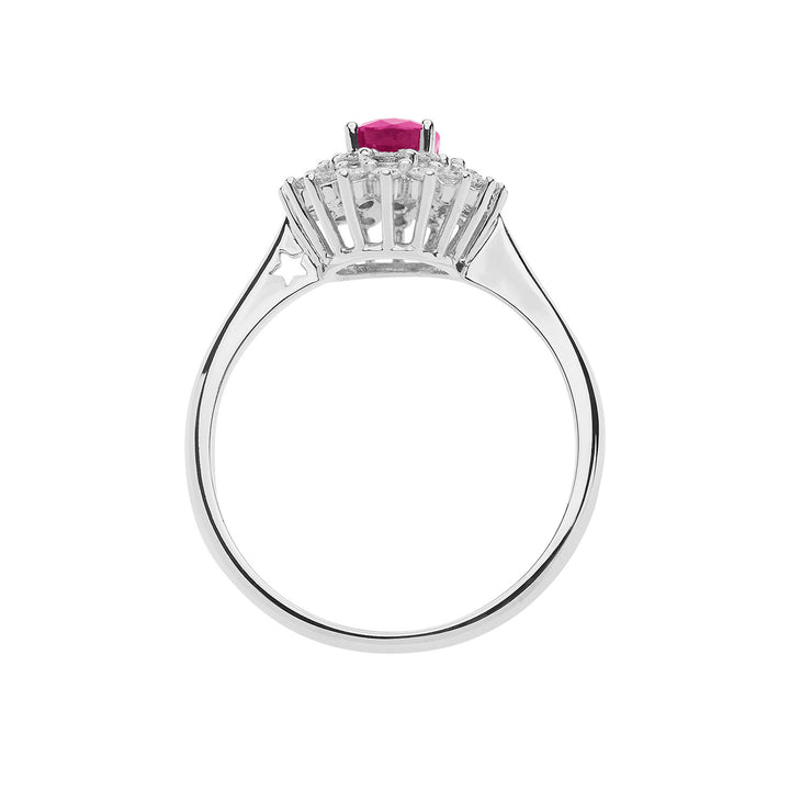 Comete Ring i guld, diamanter og oval rubin ANB2622