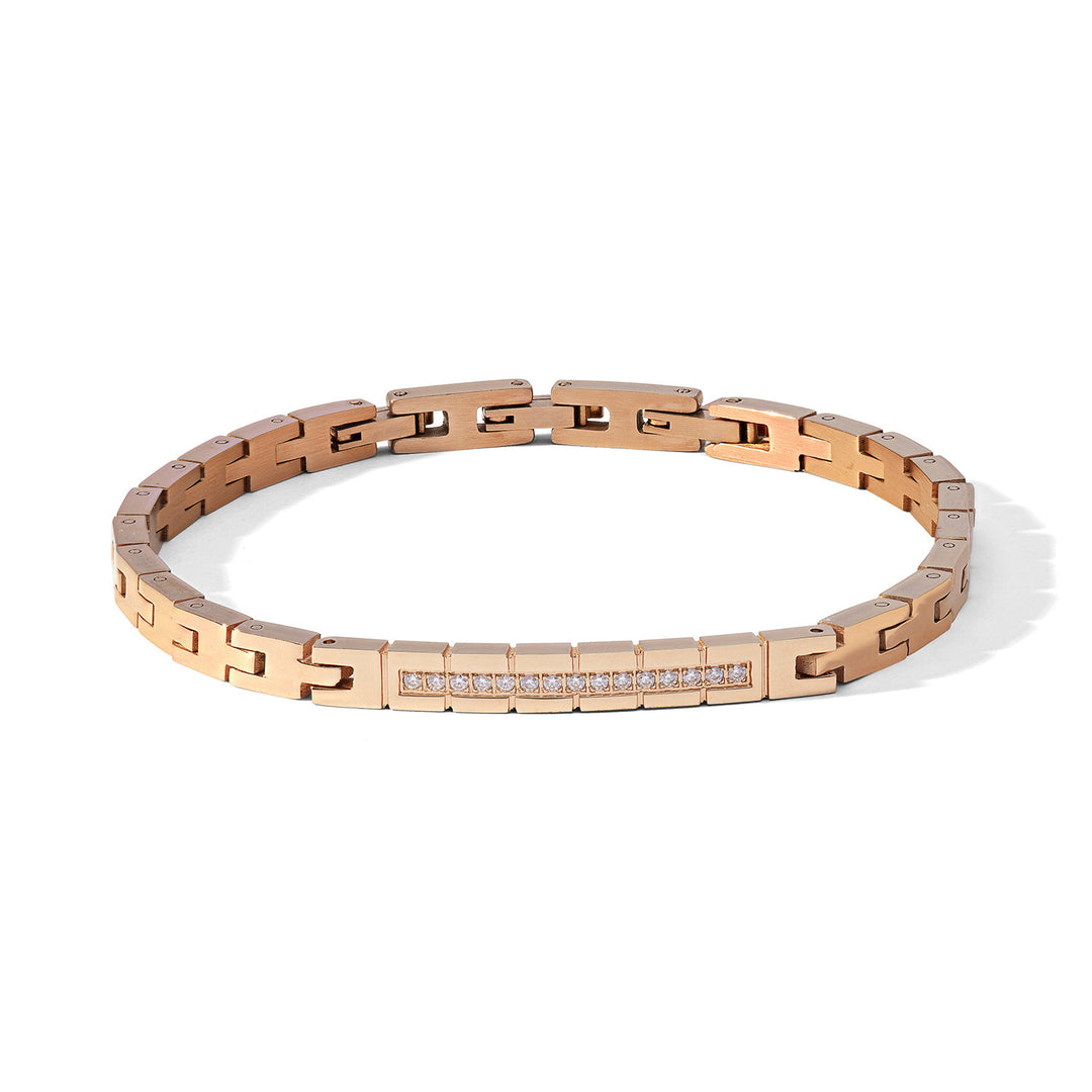 Comete Armbånd Stål, pink PVD og hvide zirkoner UBR1190