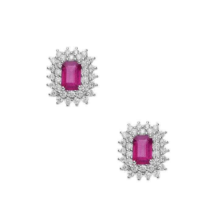 Comete guldøreringe med diamanter og ottekantede rubiner ORB1059