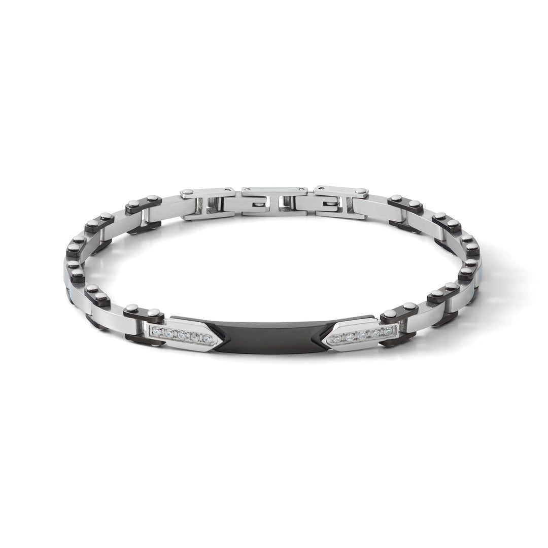 Comete armbånd i sort PVD stål og hvide zirkoner UBR1061