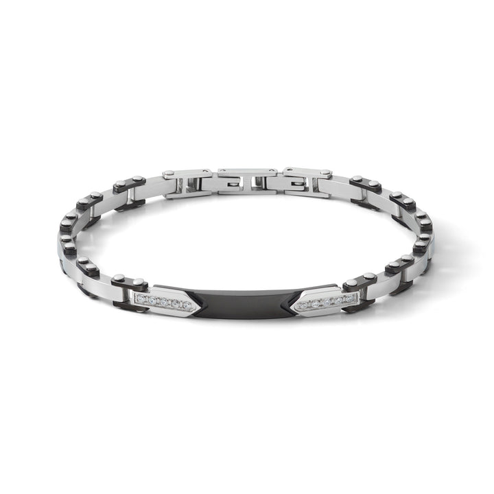 Comete armbånd i sort PVD stål og hvide zirkoner UBR1061