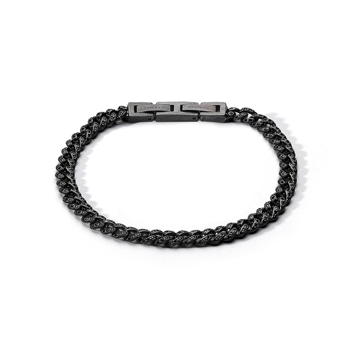 Comete armbånd i 925‰ ruthenium sølv, sort PVD stål, sorte zirkoner UBR1291M20