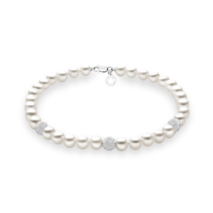 Comete-Armband mit Süßwasserperlen in Gold und Diamantkugeln BRQ193B