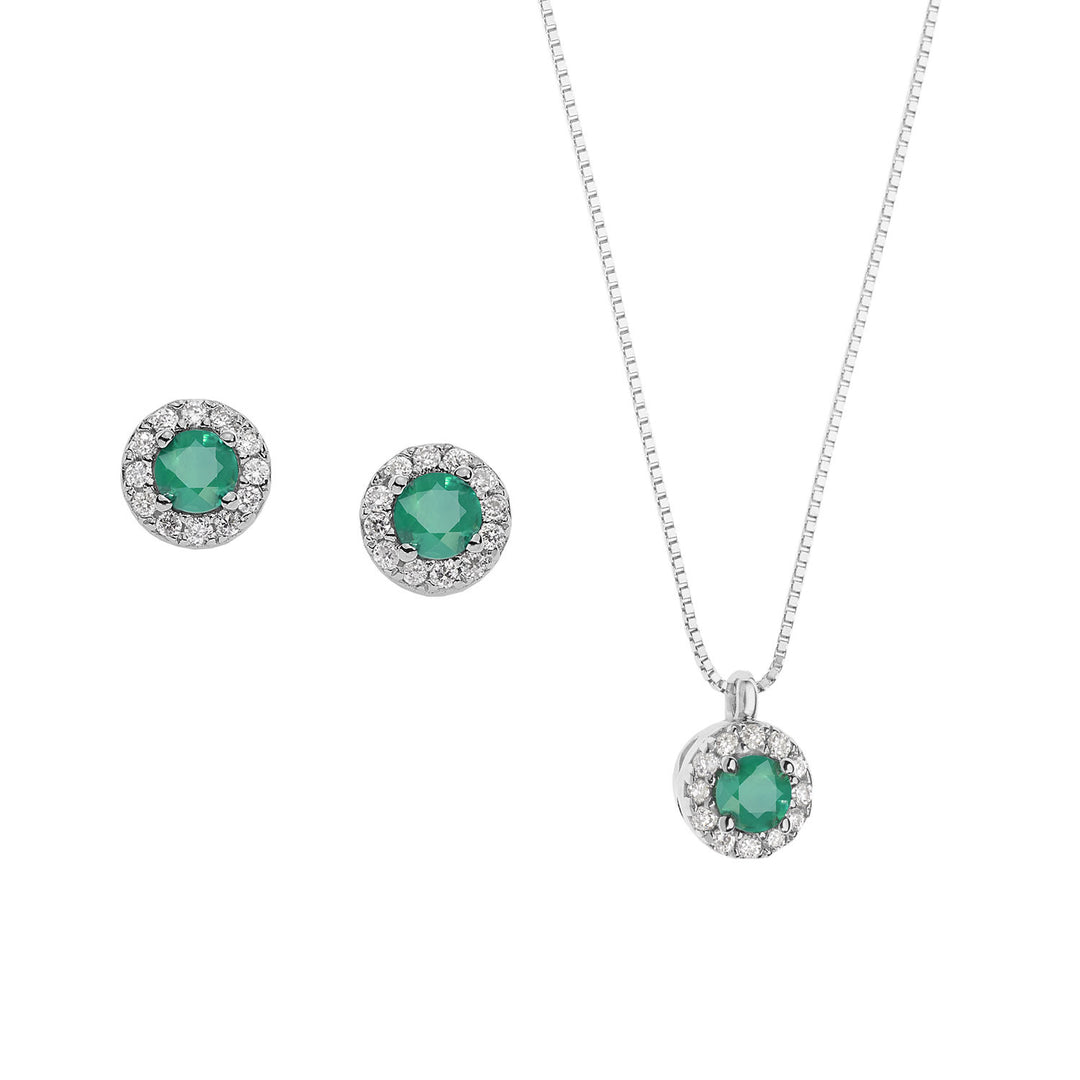 Comete Choker og øreringe med diamanter og rund smaragd KIT16741118