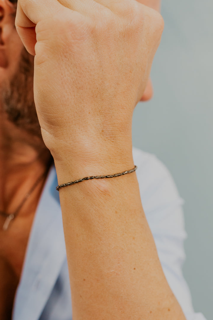 Comete armbånd i poleret og poleret sølv, diamant, sorte spineller UBR1261
