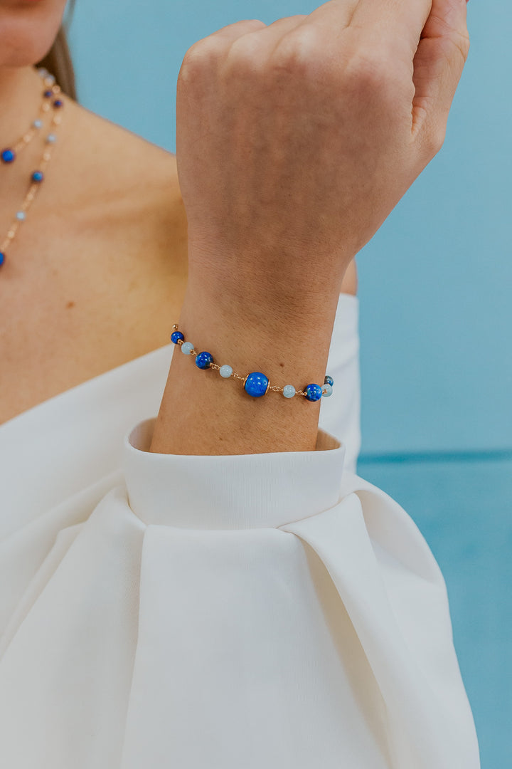 Comete Armbånd 925‰ Sølv med Akvamarin, Lapis, farvet Quartz BRA269