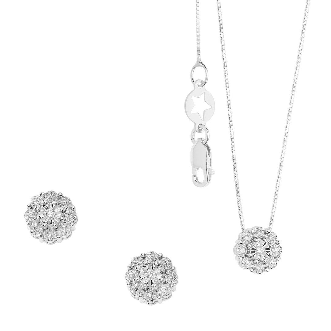 Comete Halskæde og øreringe i 750‰ hvidguld. Hvide diamanter KIT16241075