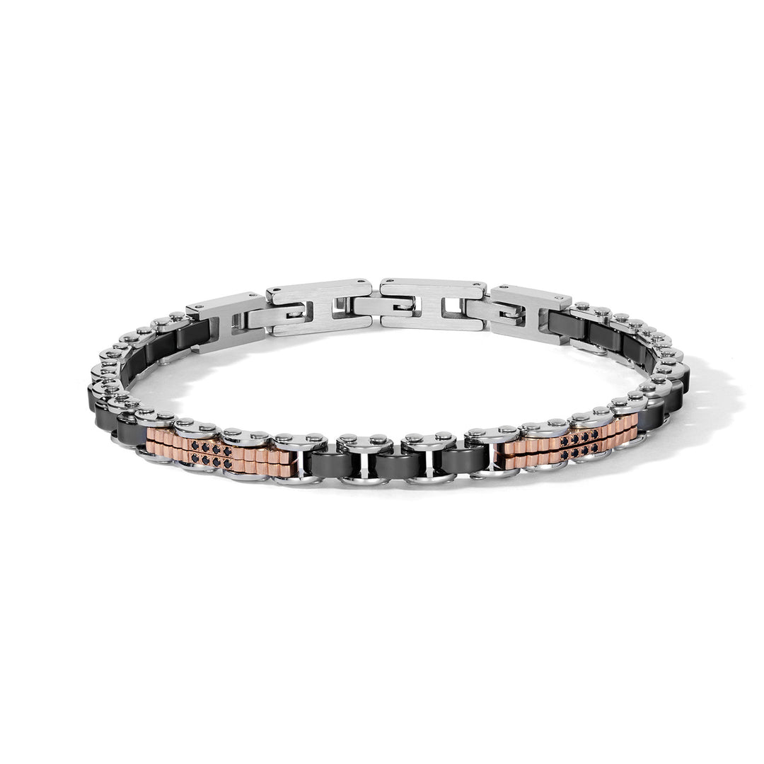 Comete armbånd i stål, sorte zirkoner, PVD og keramik UBR1308
