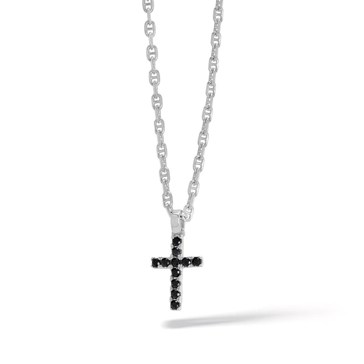 Comete Silver Cross Halskæde med sorte zirkoner Lille UGL728