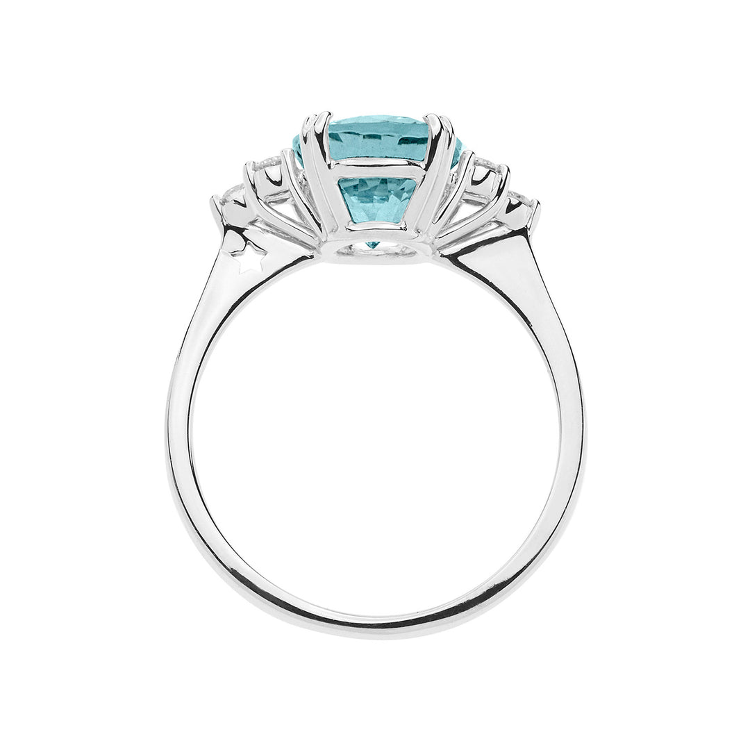 Comete guldring med diamanter og akvamarin Oval ANQ336