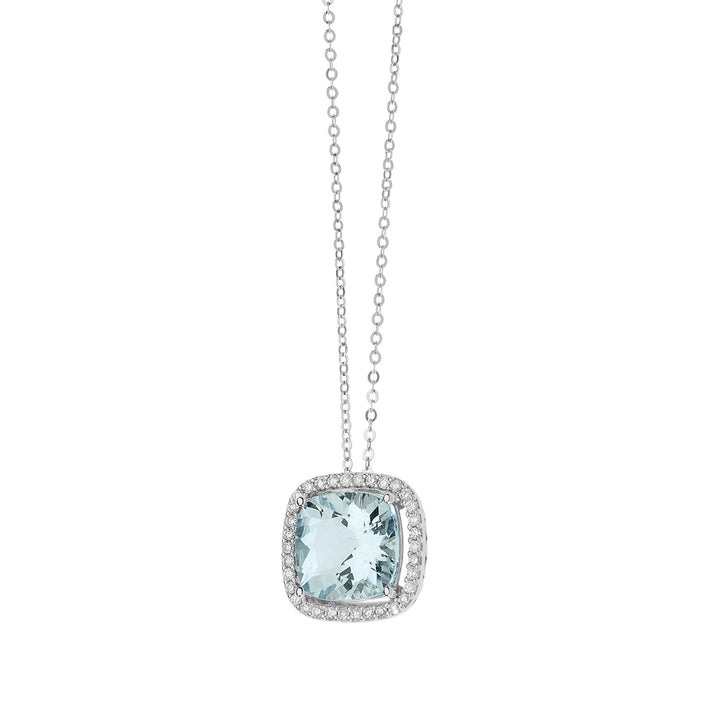 Comete-Halskette aus Gold, Diamanten und Aquamarin, Antikschliff GLQ266
