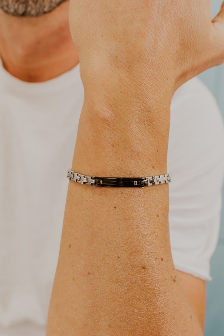 Comete Armbånd Stål PVD og sorte zirkoner UBR1192