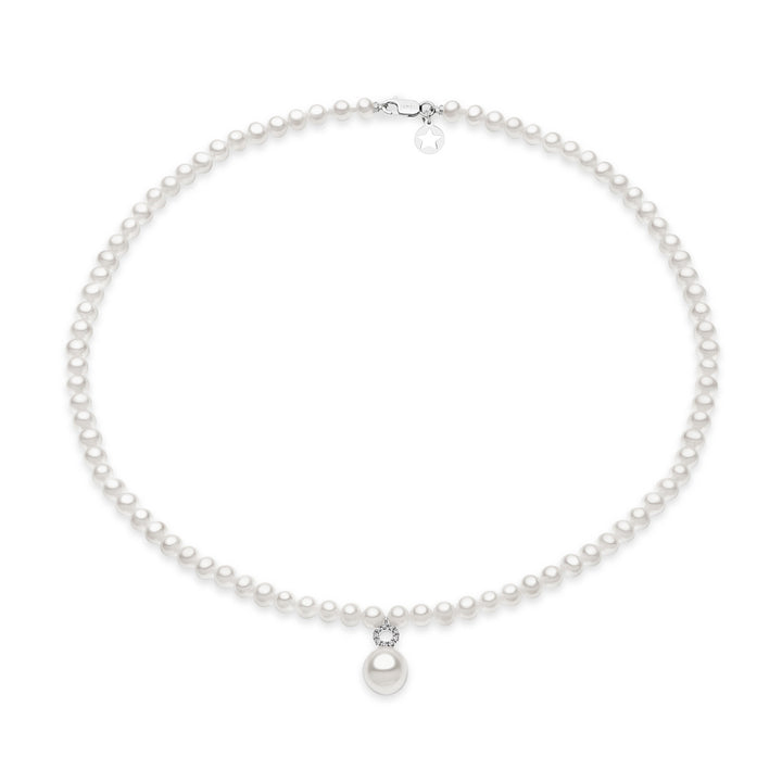 Comete Halskæde Freshwater Pearl Strand i guld og diamanter FWQ133