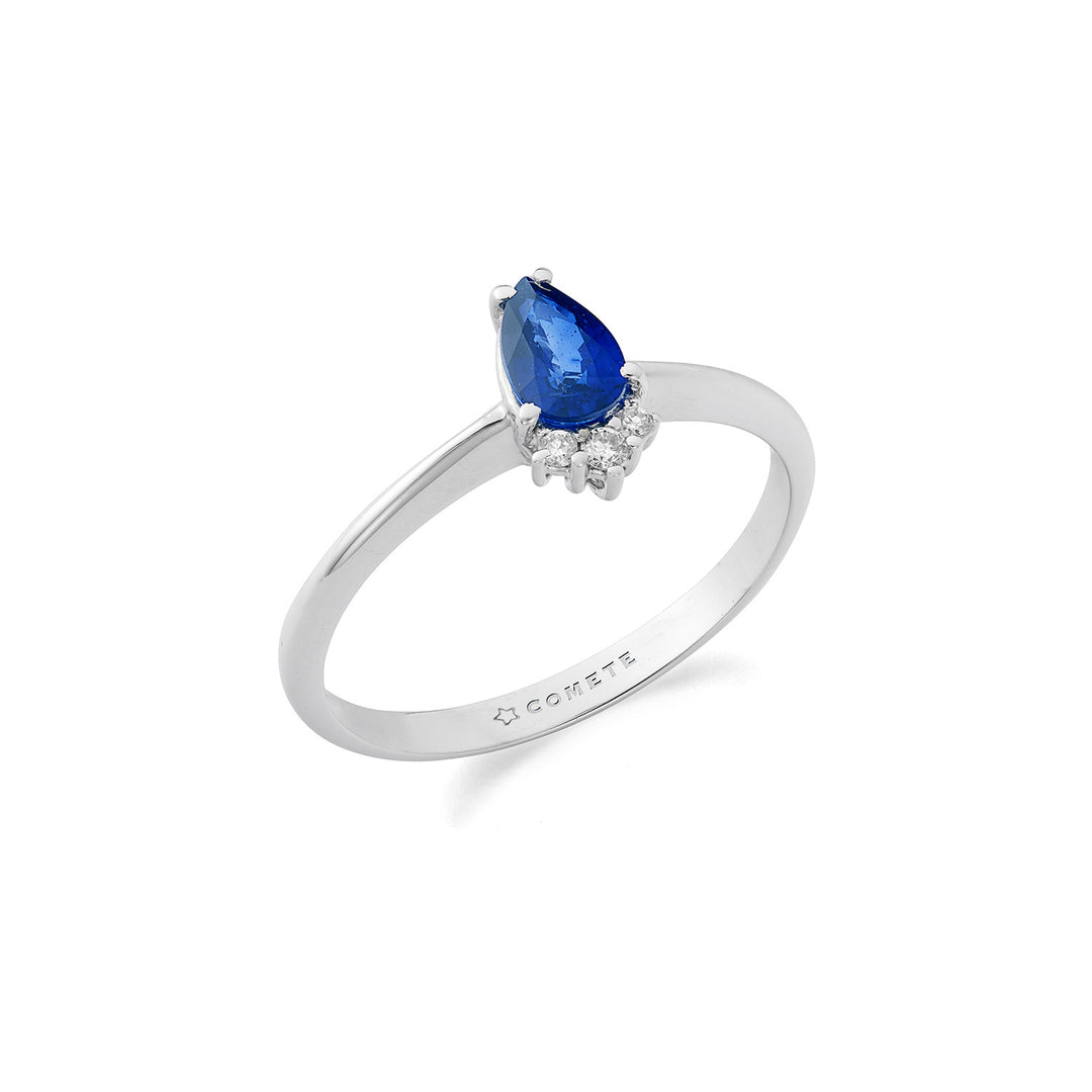 Comete Ring 750‰ guld, diamanter og safir drop ANB2740
