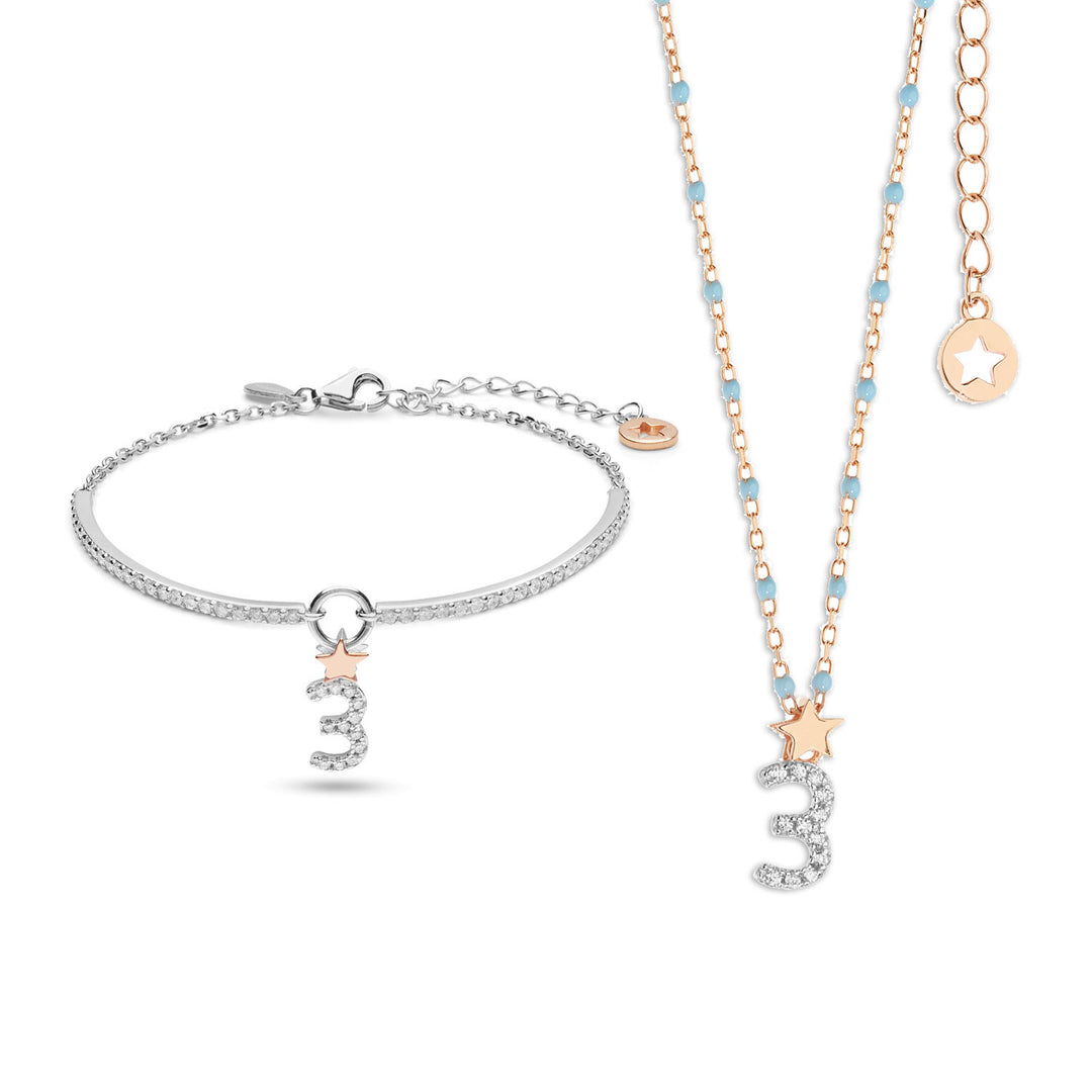 Comete Halskette und Armband in Silber Nummer 3 KIT201205