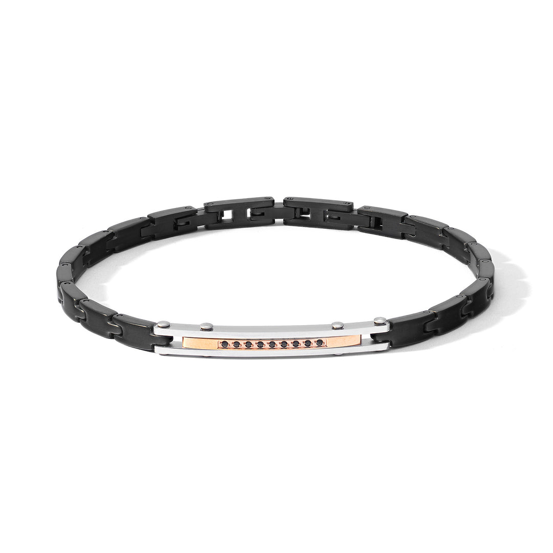 Comete Armbånd Stål PVD sort, rosé, sorte zirkoner UBR1187
