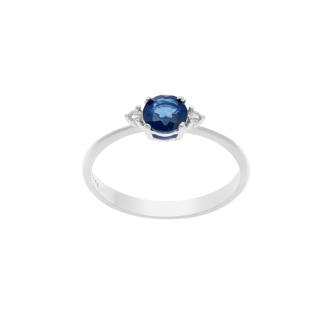 Comete Ring i guld, diamanter og rund blå safir ANB2483