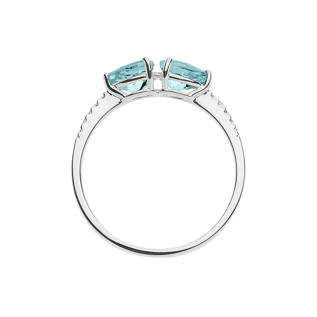 Comete guldring med diamanter og akvamarindråbe ANQ328