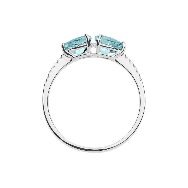Comete guldring med diamanter og akvamarindråbe ANQ328