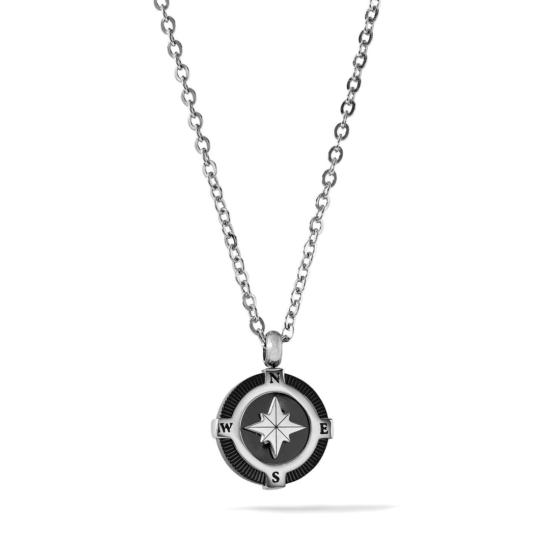 Comete Compass Rose Halskæde i stål og sort PVD UGL761