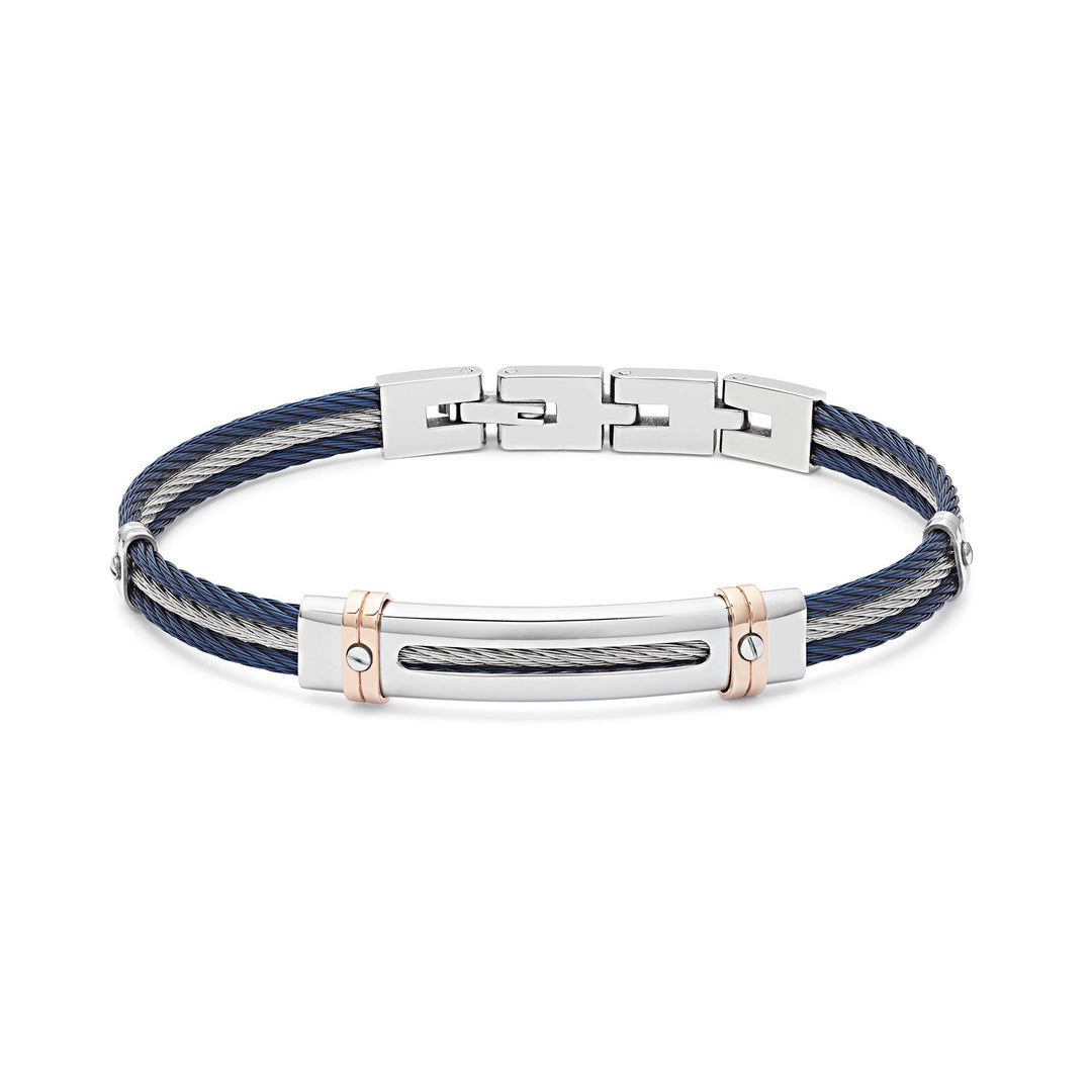 Comete stål og blå PVD kabel armbånd UBR962