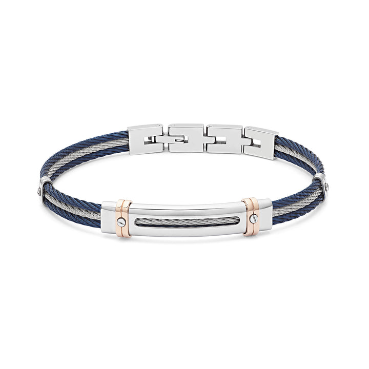 Comete stål og blå PVD kabel armbånd UBR962