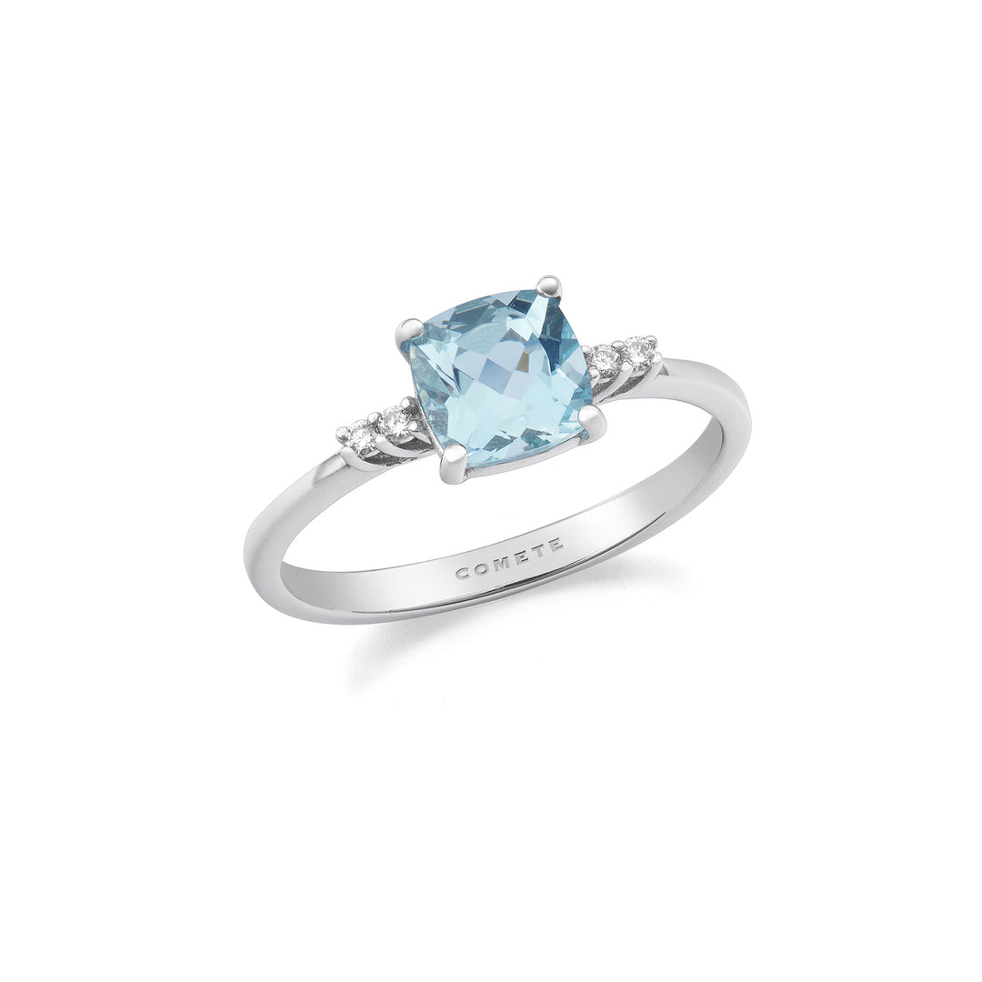 Comete 750‰ guldring med gamle slebne diamanter og akvamarin ANQ342
